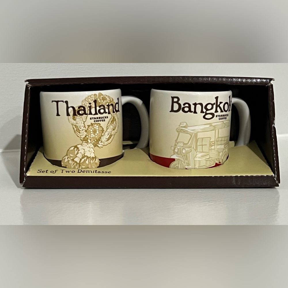 Starbucks Mini Coffee Bangkok & Thailand Global Icon Demitasse Mugs Set of 2